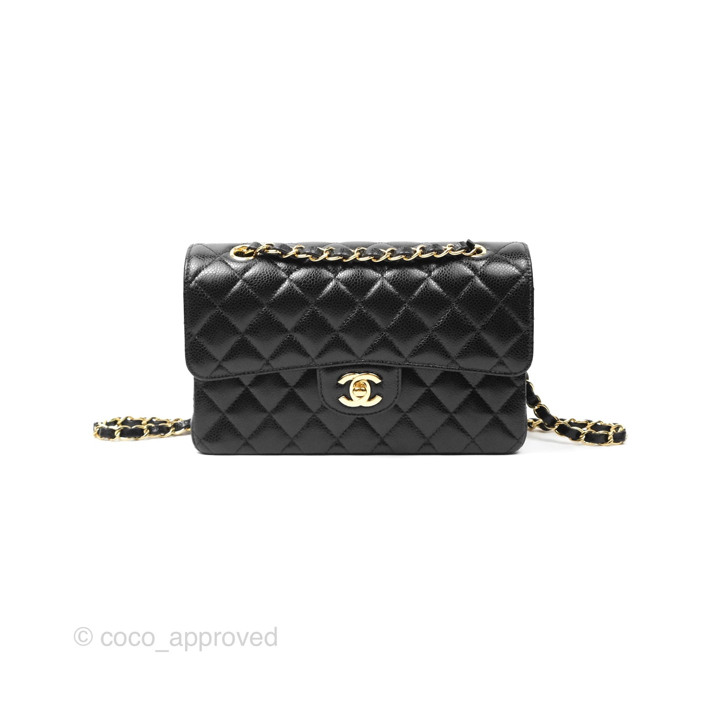 Chanel Small Classic Flap Quilted Black Caviar Gold Hardware