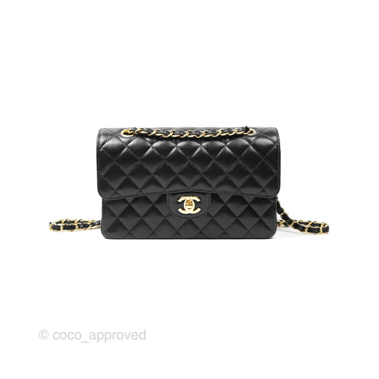 Chanel Small Classic Flap Quilted Black Caviar Gold Hardware