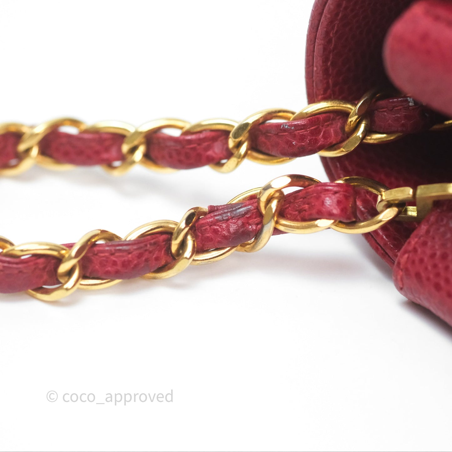 Chanel Medium Vintage Quilted Classic Diana Flap Bag Red Caviar 24K Gold Hardware