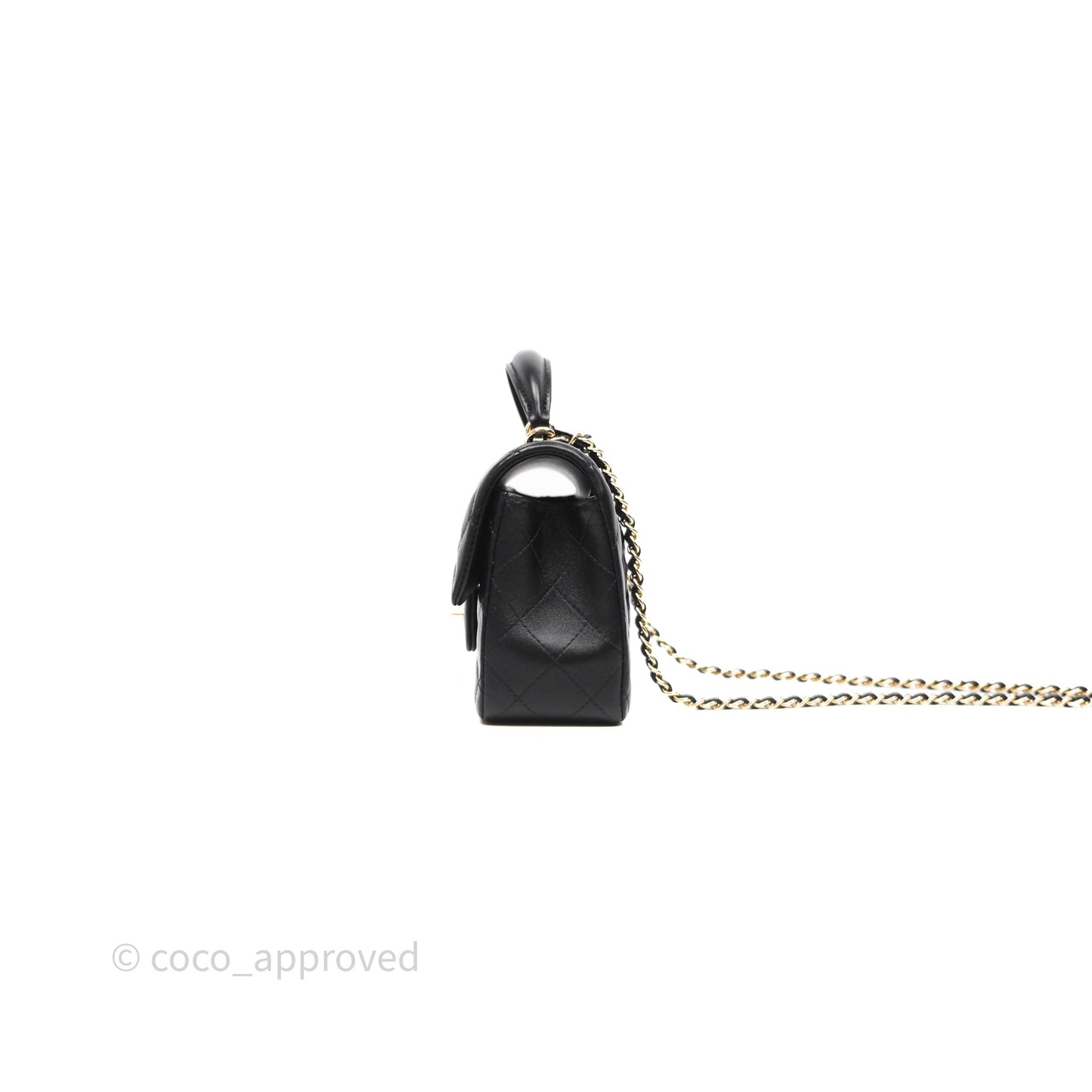 Chanel Top Handle Mini Rectangular Flap Black Lambskin Gold Hardware