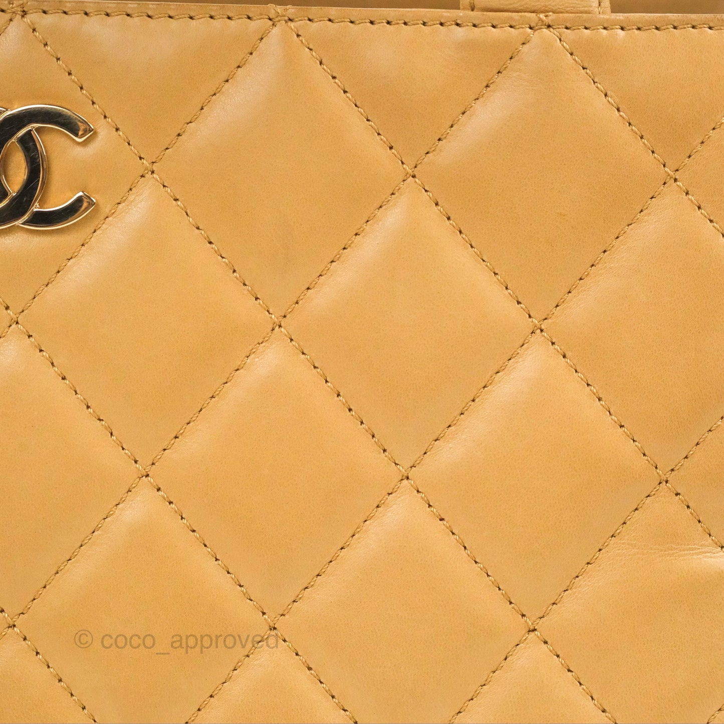 Chanel Vintage Small Top Handle Tote Quilted Beige Lambskin