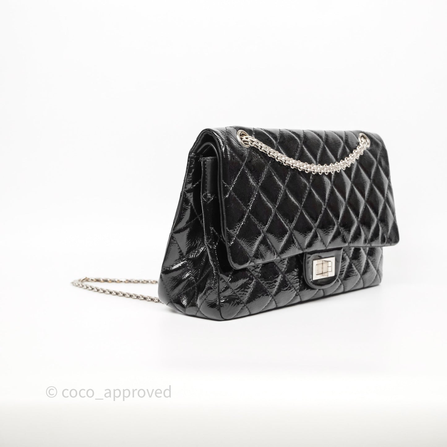 Chanel 2.55 Reissue Glazed Calfskin So Black 227 Silver Hardware
