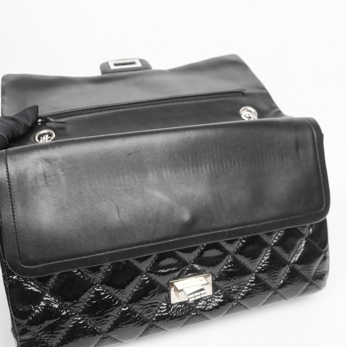 Chanel 2.55 Reissue Glazed Calfskin So Black 227 Silver Hardware