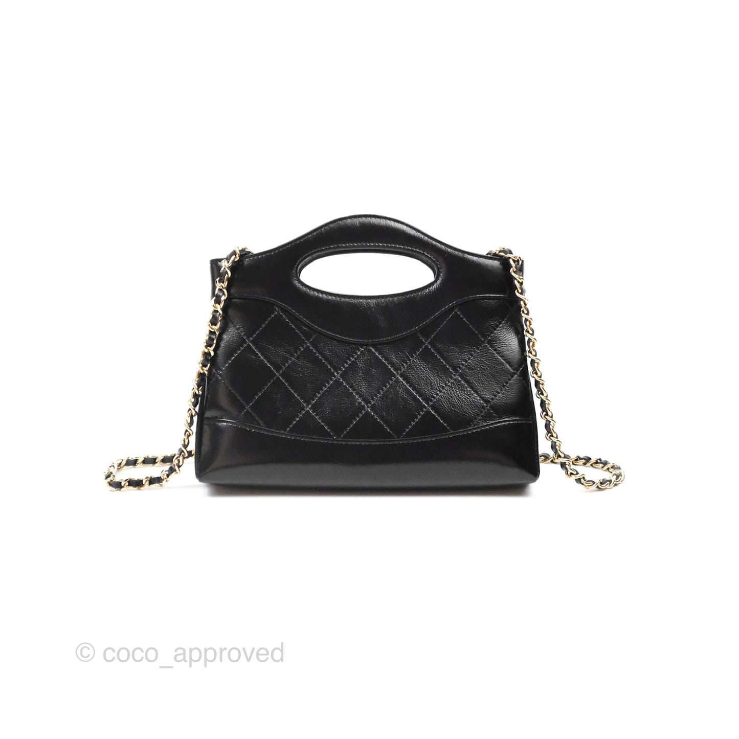 Chanel Nano 31 Black Shiny Calfskin Gold Hardware