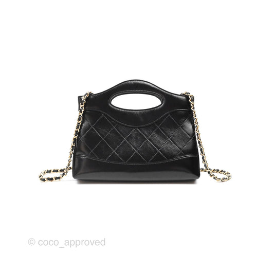 Chanel Nano 31 Black Shiny Calfskin Gold Hardware