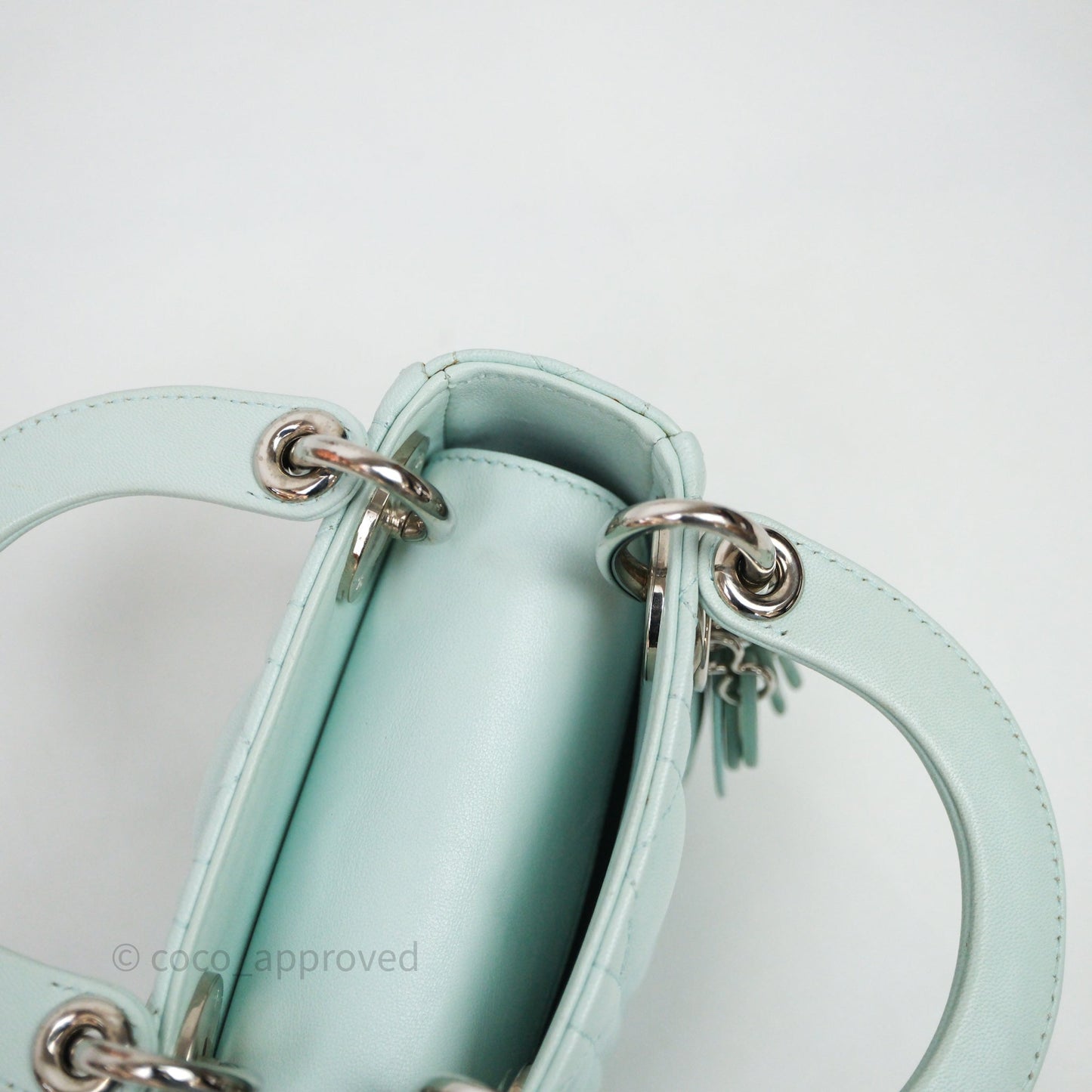 Christian Dior Mirco Lady Dior Cannage Calfskin Light Green Matte
