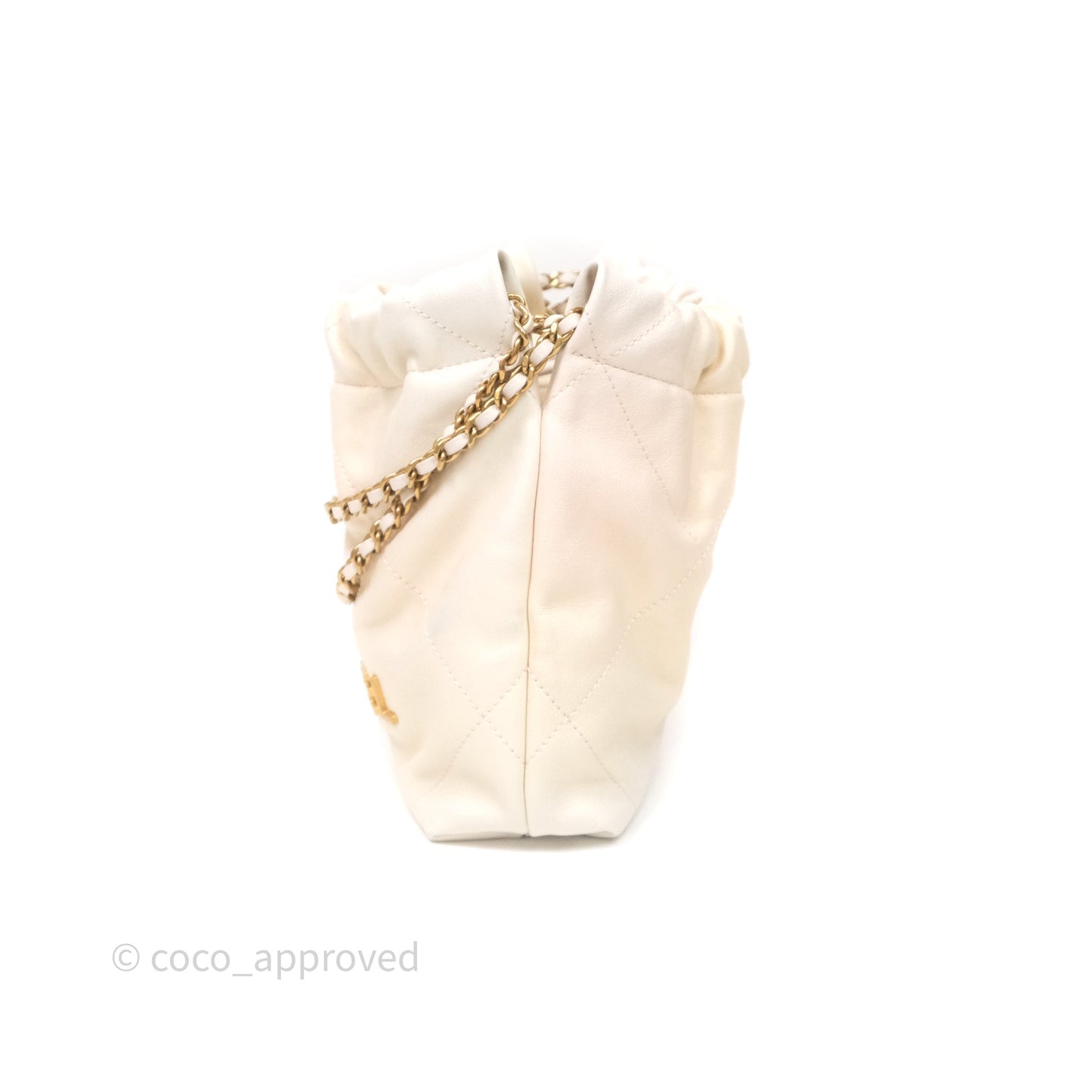 Chanel 22 Mini Bag Iridescent Light Pearly Calfskin Aged Gold Hardware