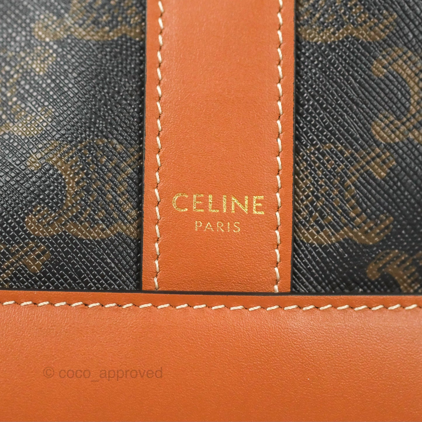 Celine Small Bucket Triomphe Canvas Tan Calfskin