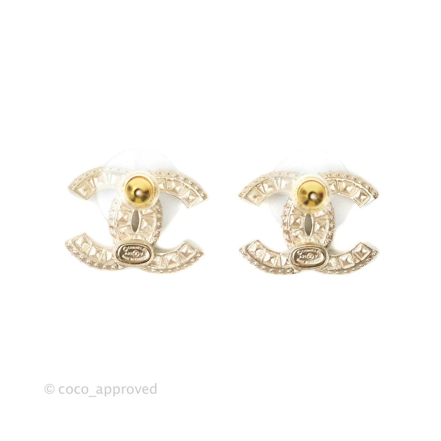 Chanel Crystal CC Earrings Gold Tone 21V