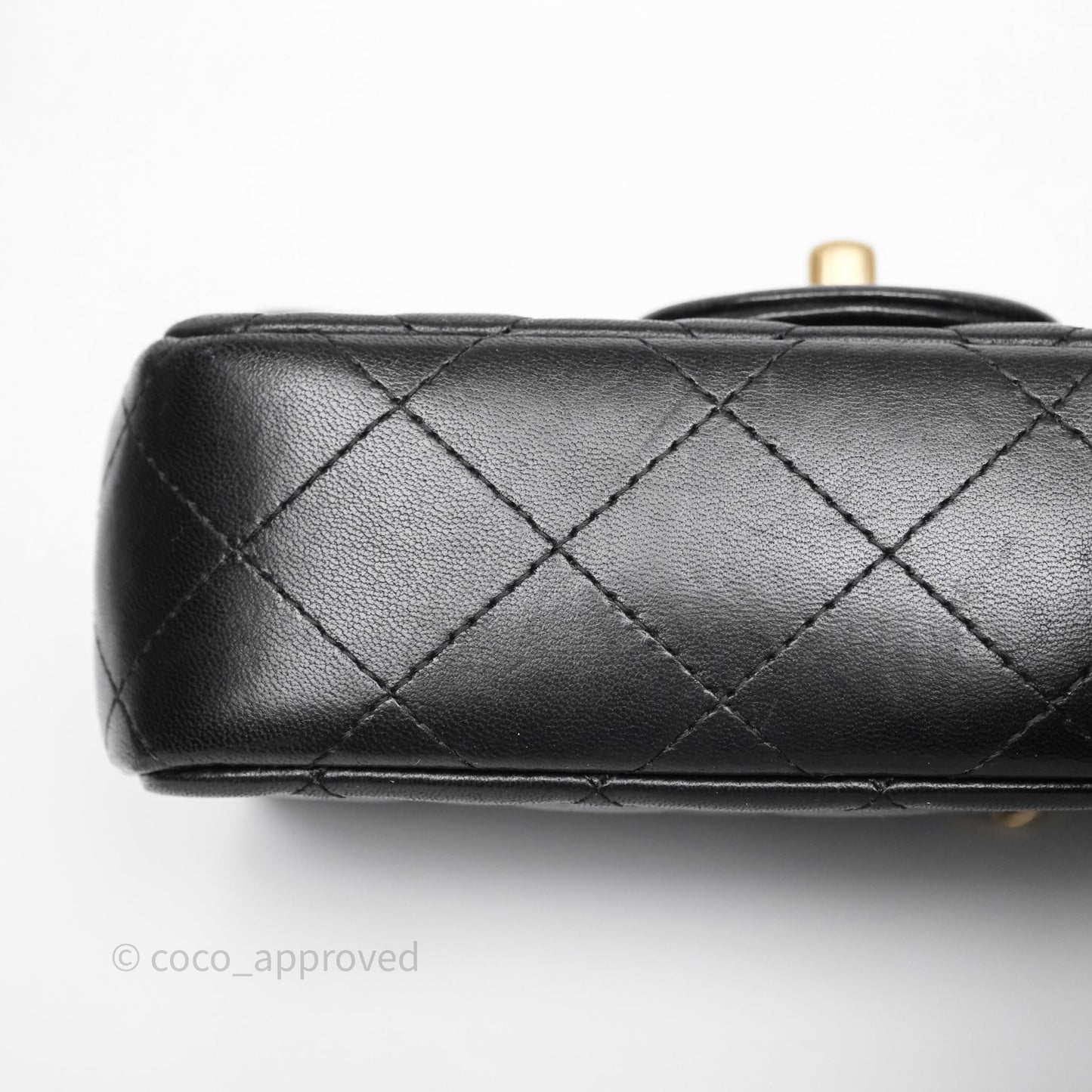 Chanel Quilted Extra Mini Rectangular Flap Black Lambskin Aged Gold Hardware