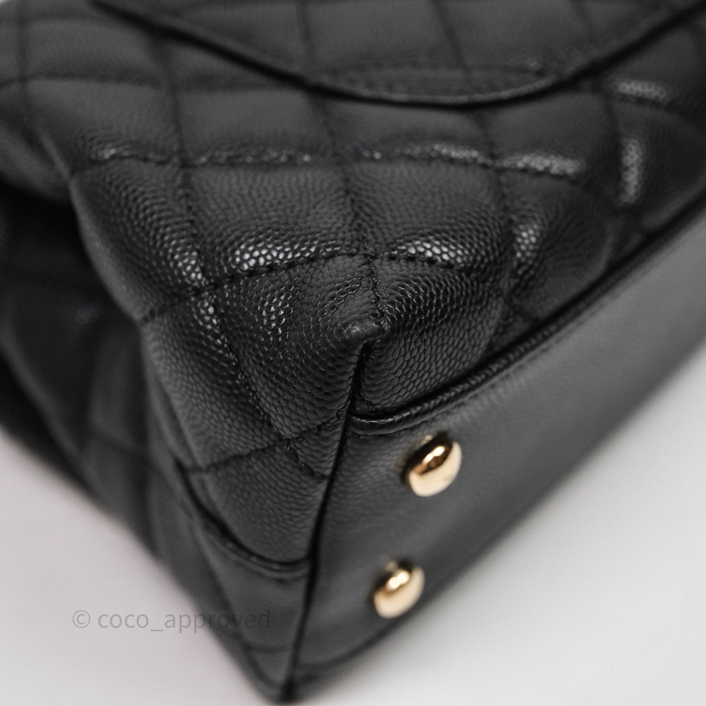 Chanel Small Coco Handle Black Caviar Light Gold Hardware