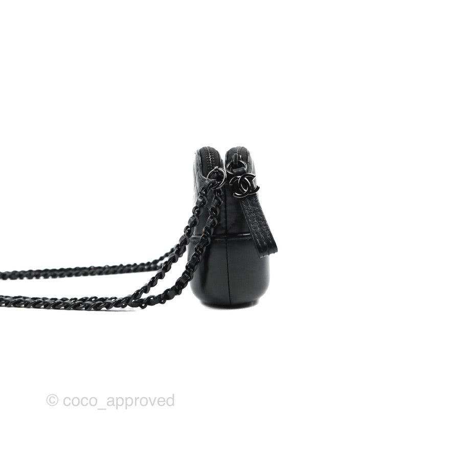 Chanel Gabrielle Clutch With Chain Aged Calfskin So Black