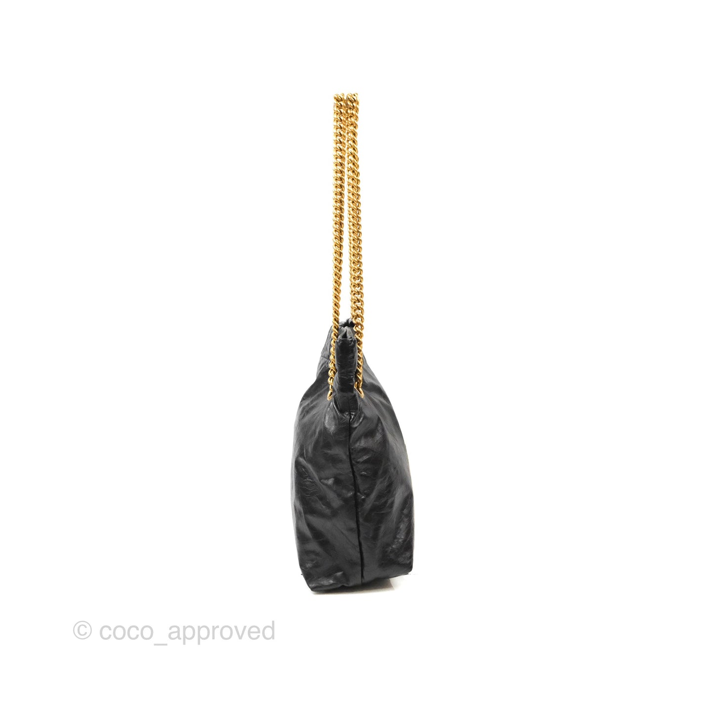 Balenciaga Small Crush Tote Bag Black Calfskin Aged Gold Hardware