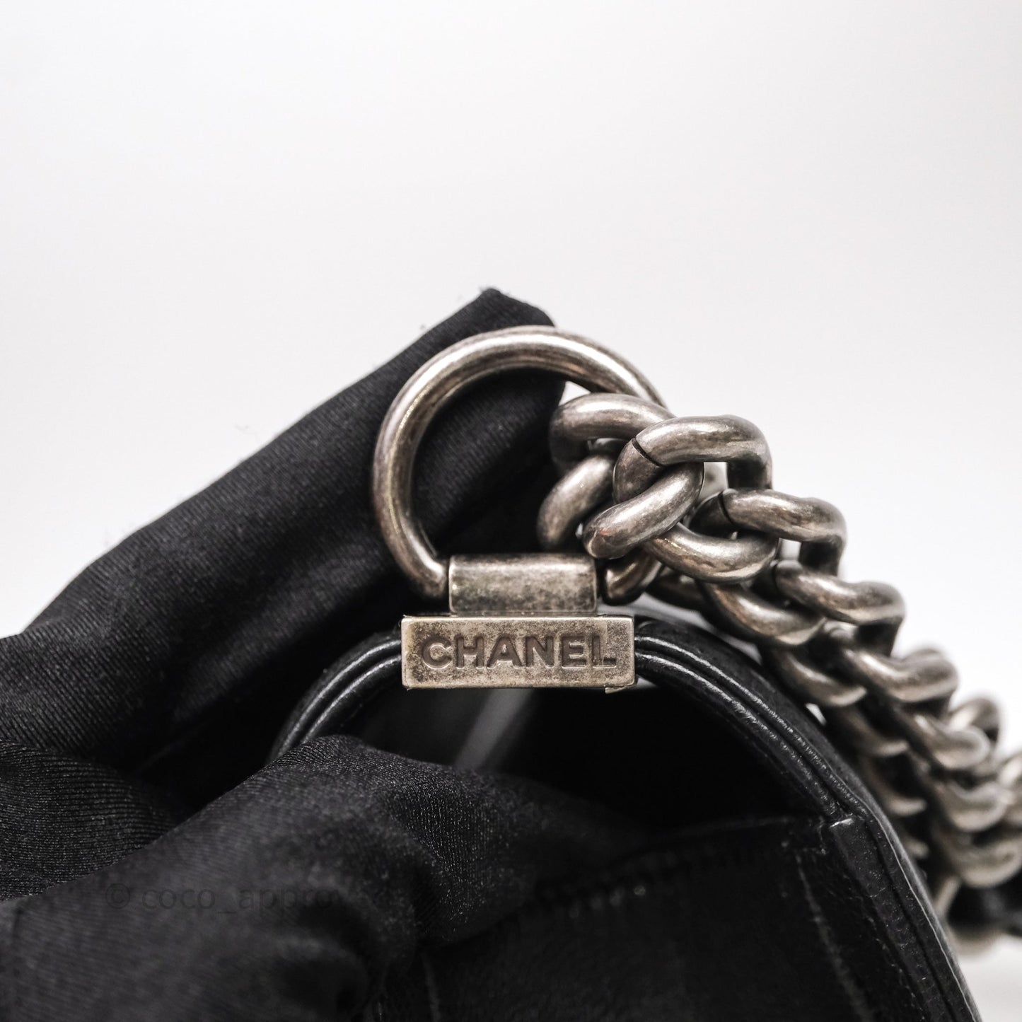 Chanel Medium Boy Chevron Black Caviar Ruthenium Hardware