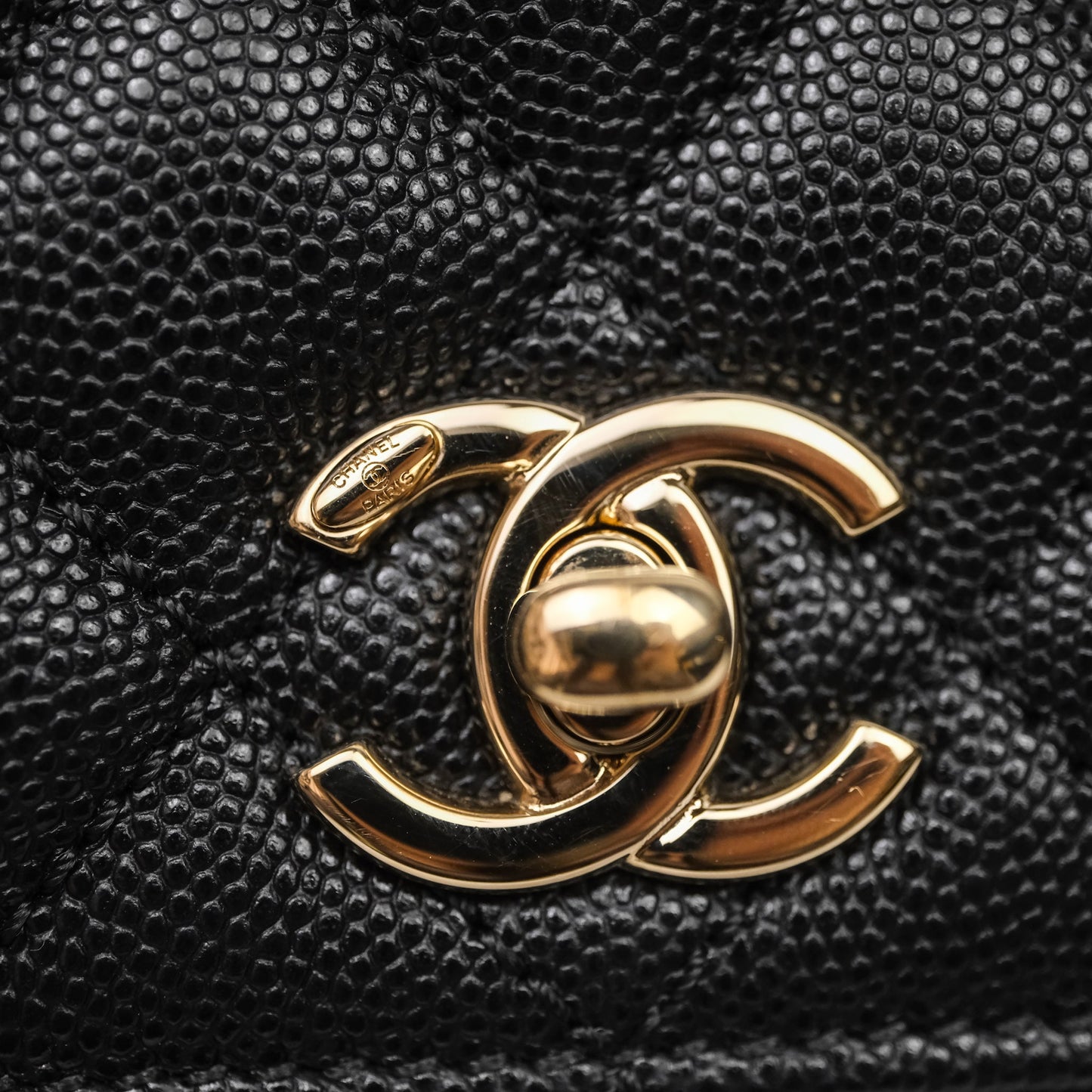 Chanel Small Coco Handle Black Caviar Light Gold Hardware