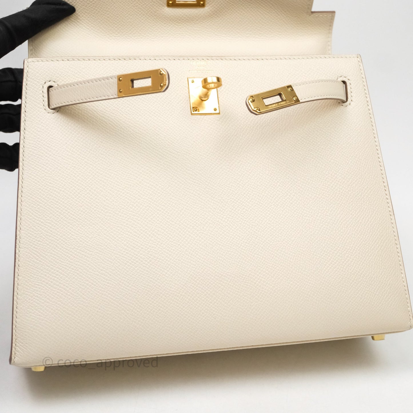 Hermes Kelly 25 Craie Epsom Gold Hardware