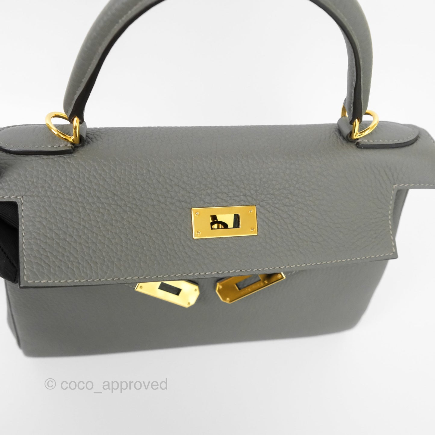 Hermès Kelly 28 Retourne Gris Meyer 0L Clemence Gold Hardware