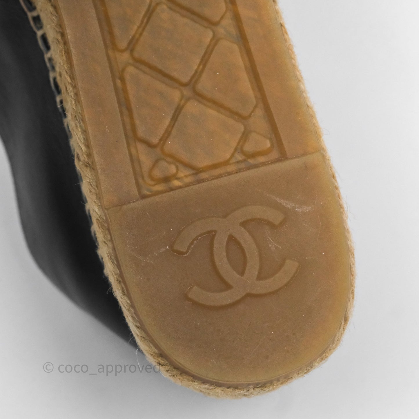 Chanel Espadrille Black Leather Size 38