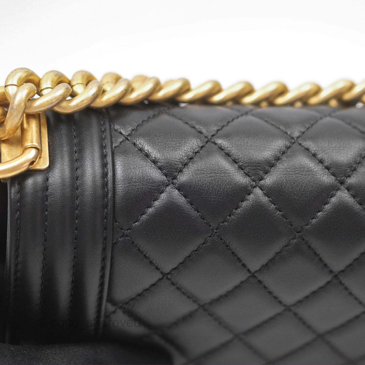 Chanel Small Boy Black Lambskin Aged Gold Hardware