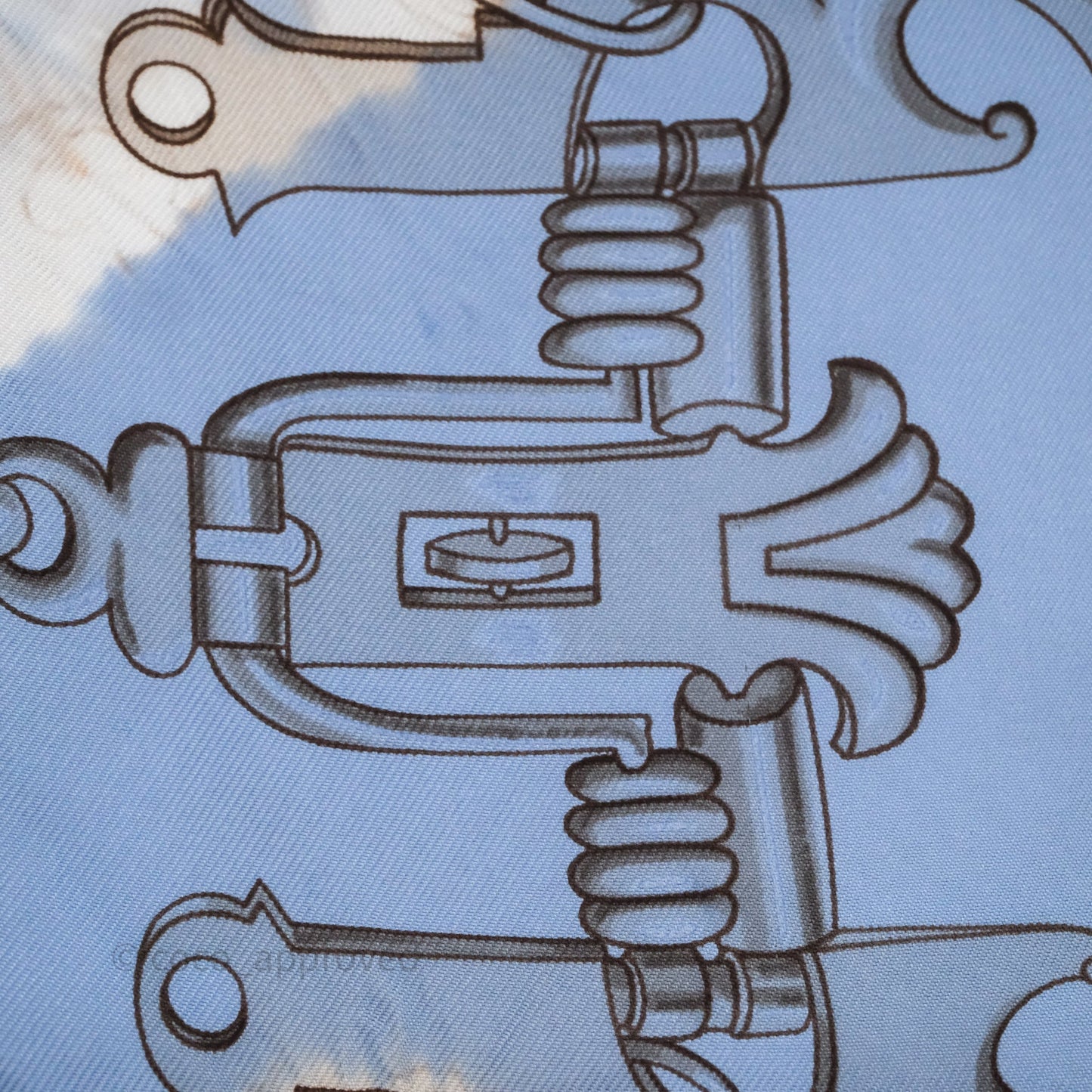 Hermès Mors et Gourmettes Scarf Light Blue