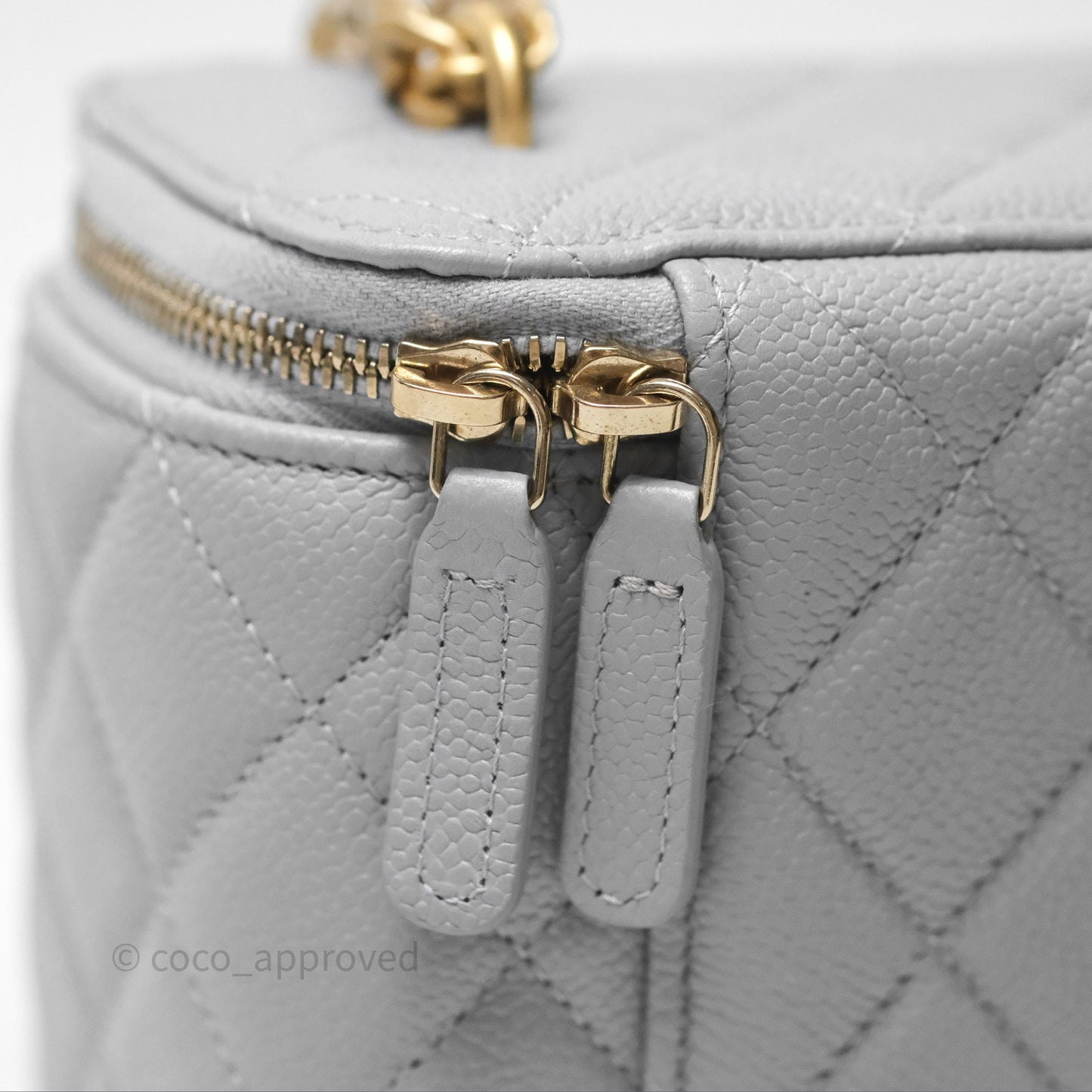 Chanel Vanity with Heart Adjustable Chain Grey Caviar Aged Gold Hardware