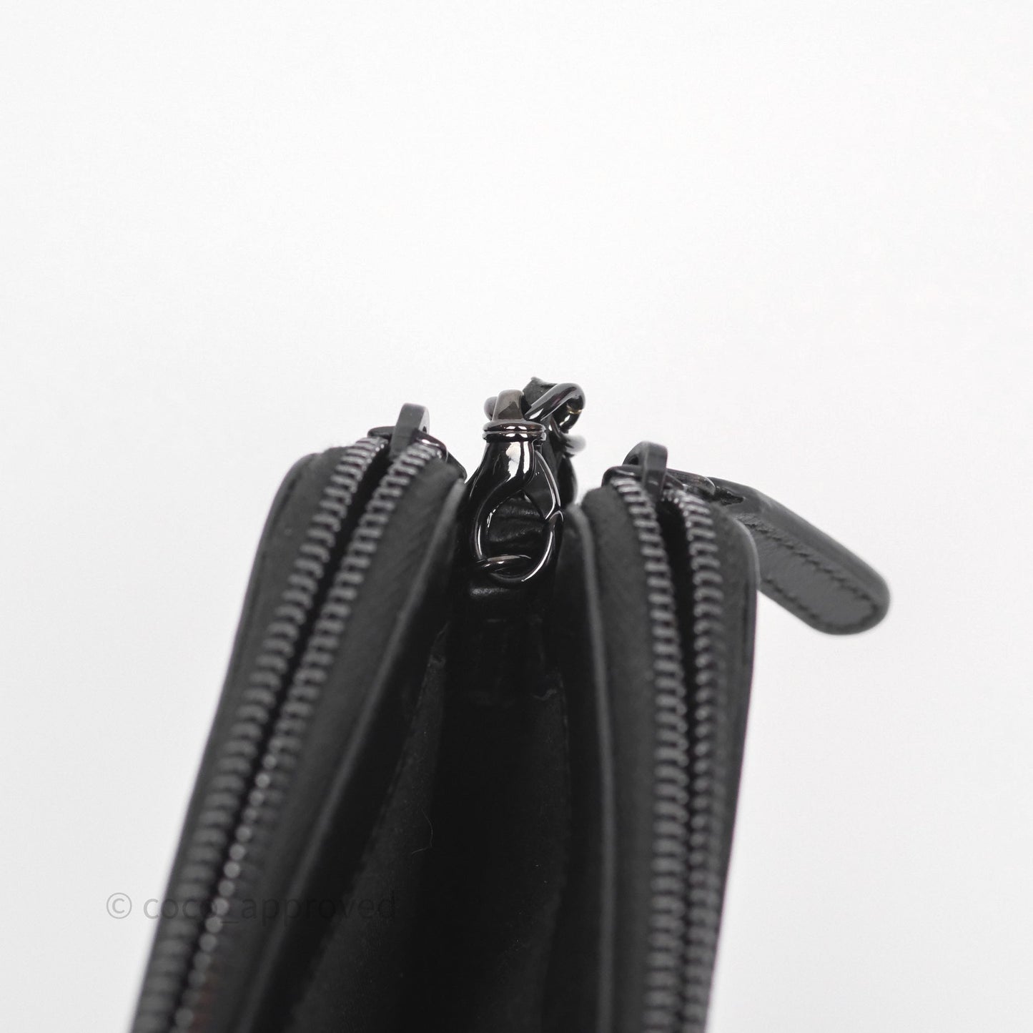 Chanel Boy Double Zip Clutch On Chain So Black Lambskin
