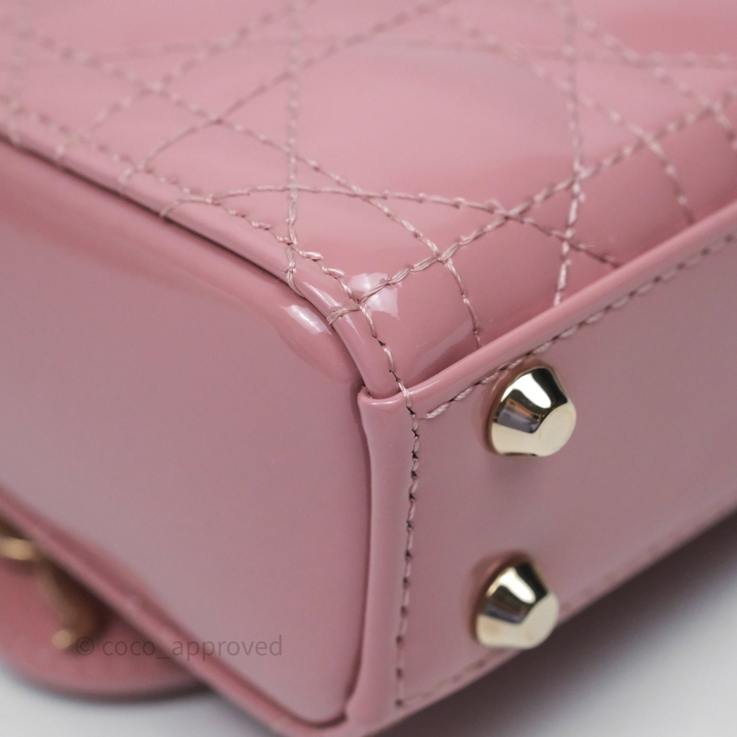 Christian Dior Micro Lady Dior Pink Patent Cannage Calfskin Gold Hardware