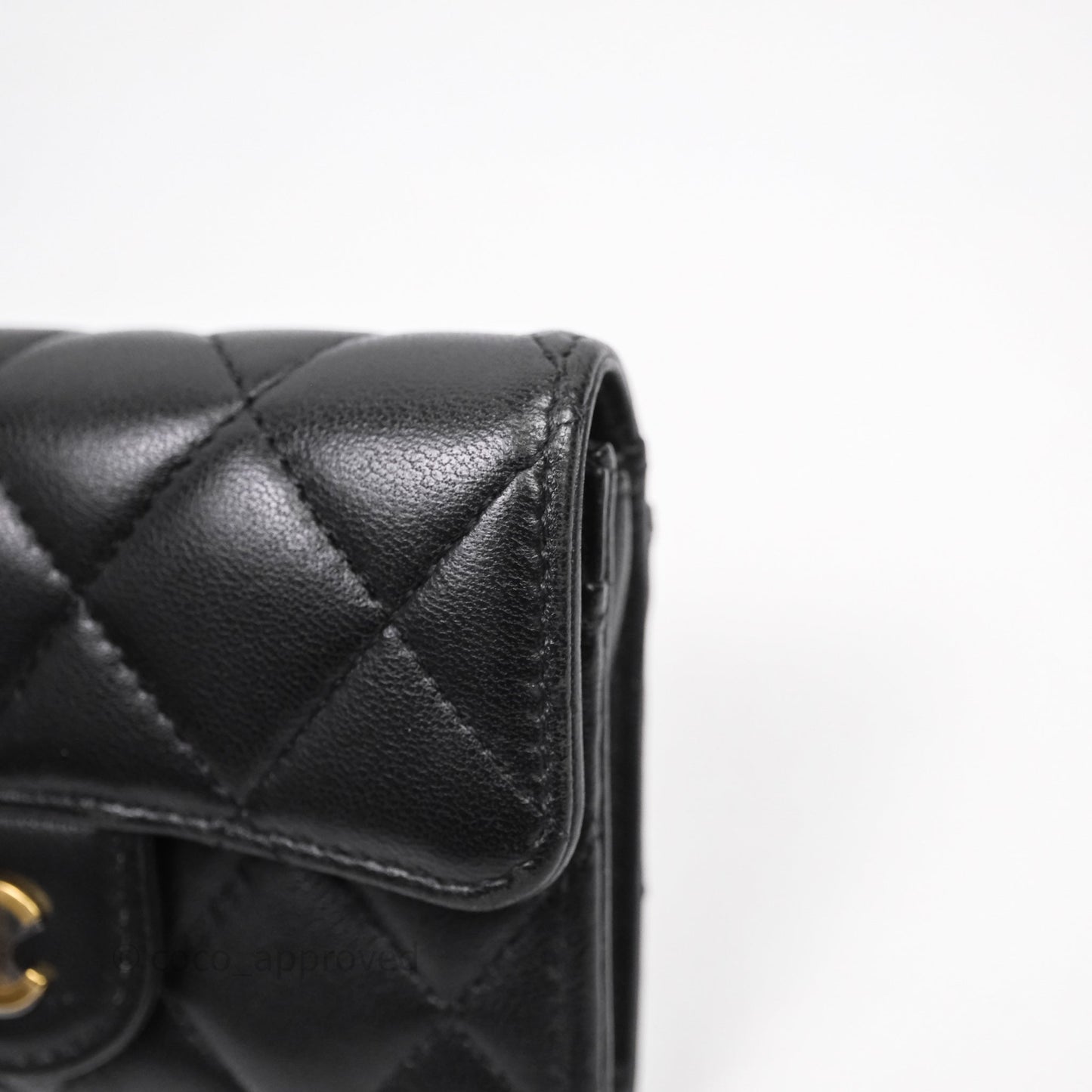 Chanel Quilted Flap Card Holder Black Lambskin Gold Hardware