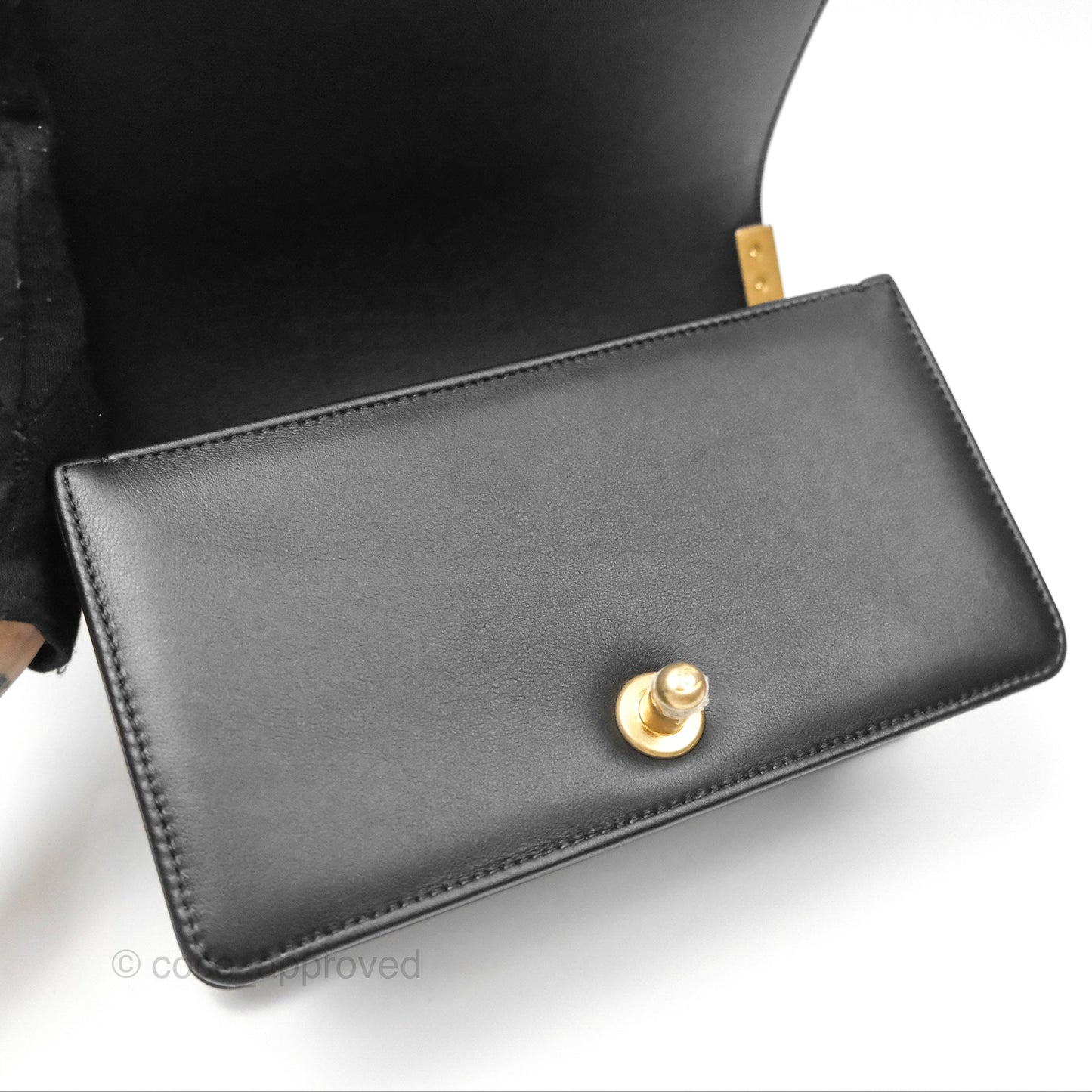 Chanel Small Boy Black Calfskin Aged Gold Hardware