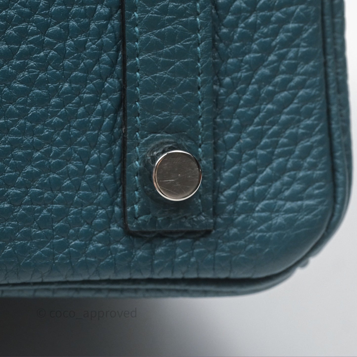 Hermès Birkin 25 Retourne Vert Bosphore W0 / Bleu Océan Z7 Togo Palladium Hardware