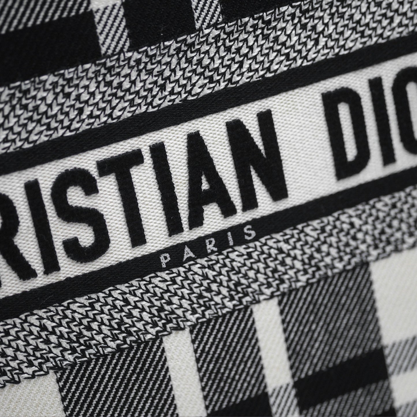 Christian Dior Large Check'n'Dior Book Tote Black/ White Canvas