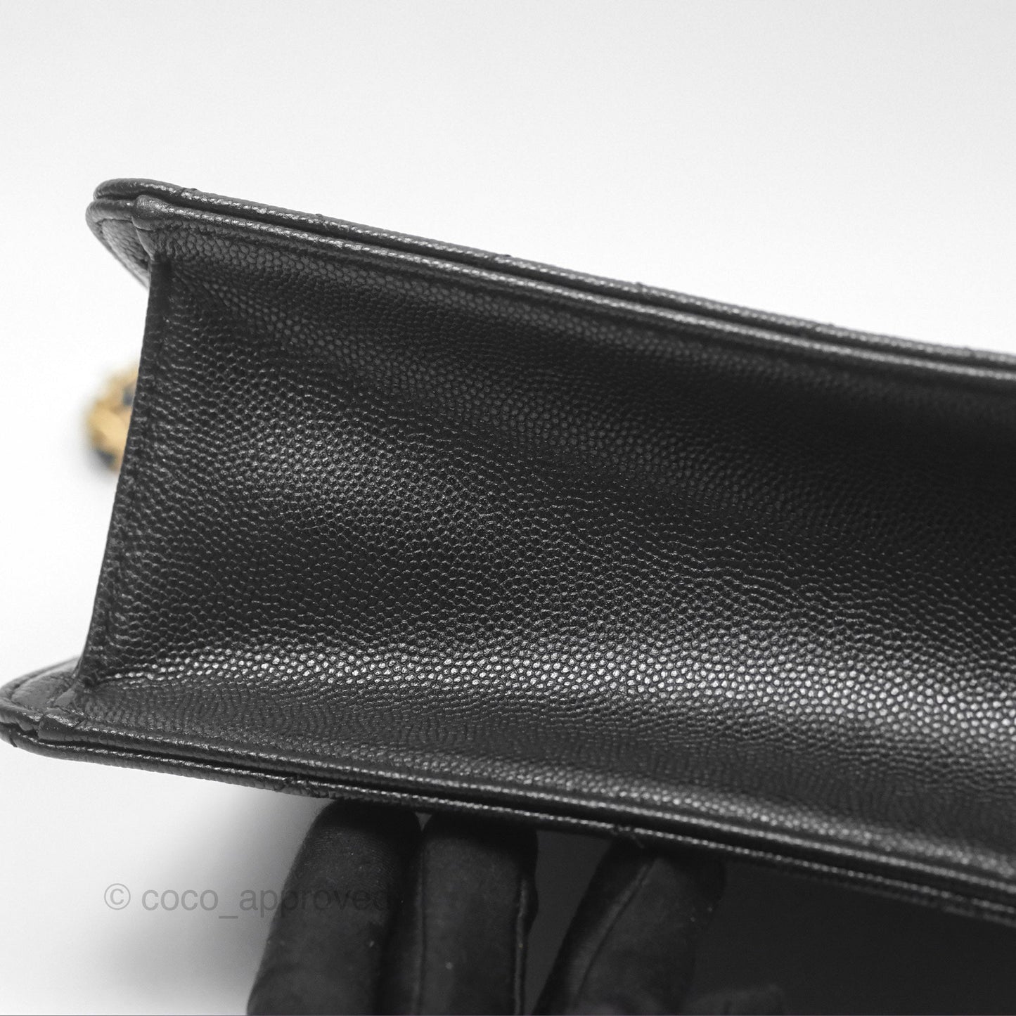 Chanel Chain Flap Bag Black Caviar Aged Gold Hardware 23A
