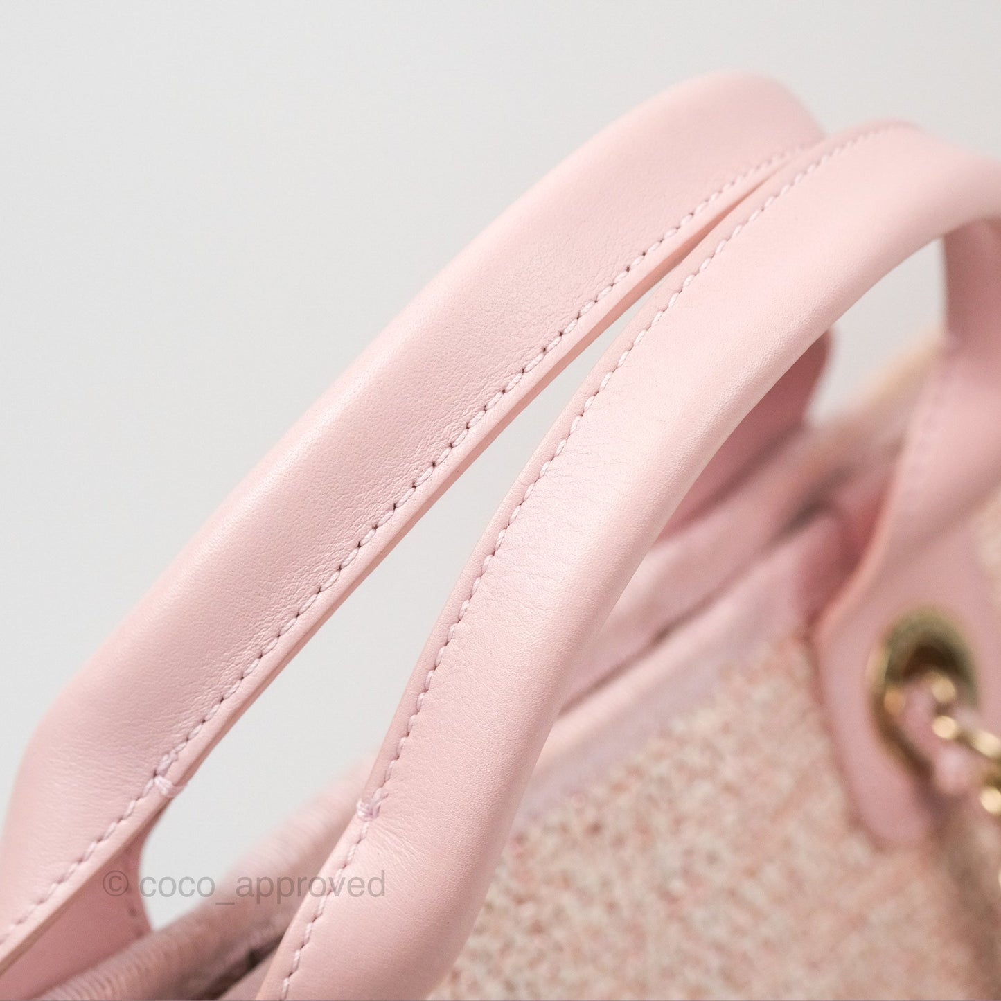 Chanel Large Deauville Tote Pink Woven Tweed Gold Hardware