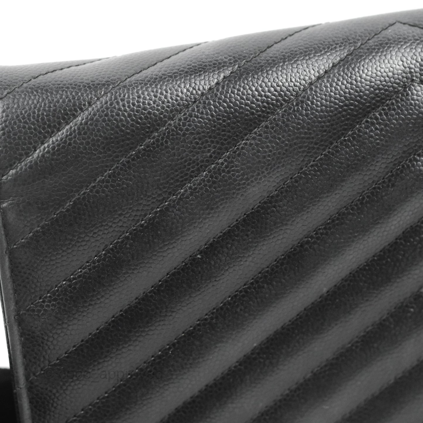 Saint Laurent Wallet on Chain WOC Black Grained Leather Gold Hardware