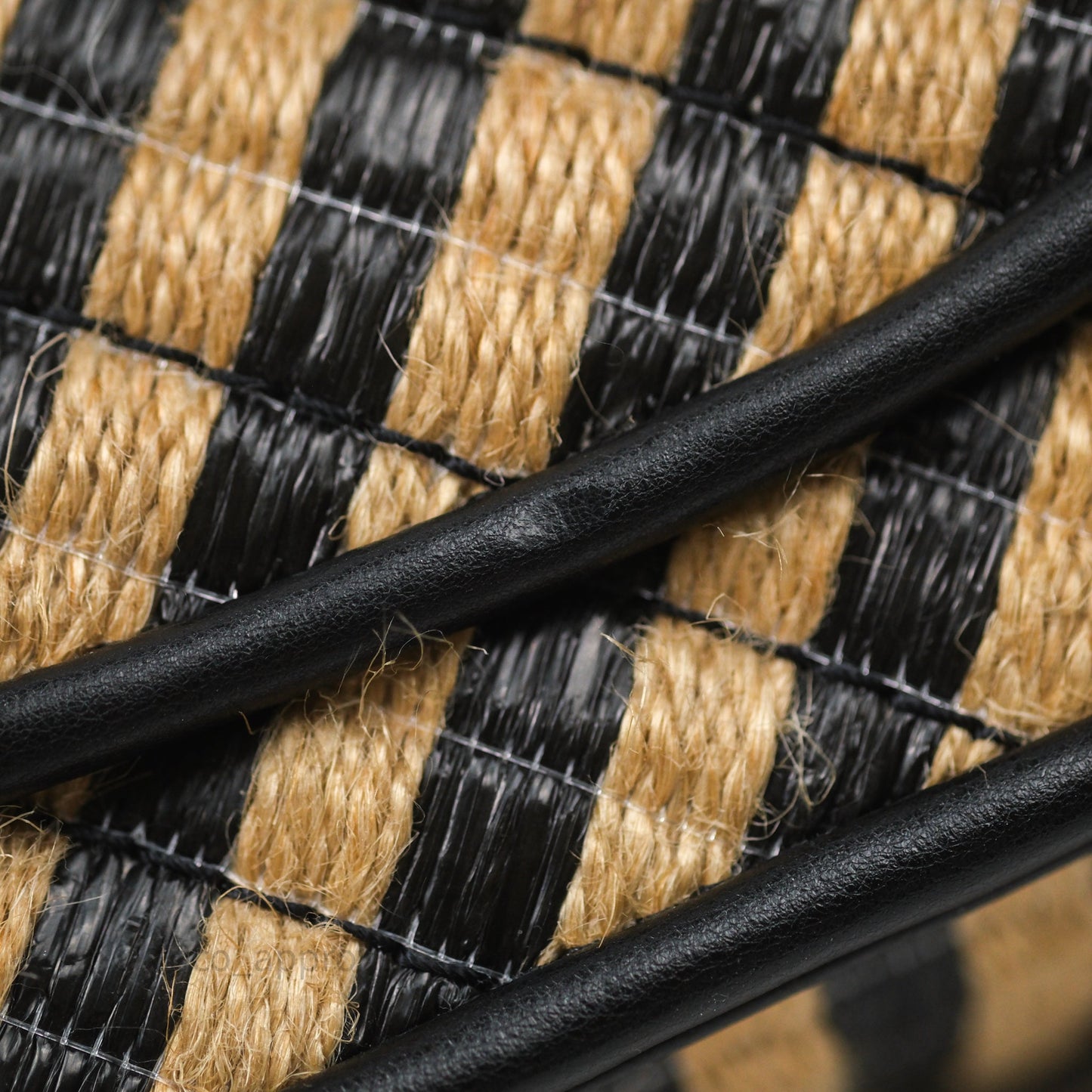 Chanel Quilted Mini Rectangular Flap Raffia Jute Thread Black & Beige Gold Hardware