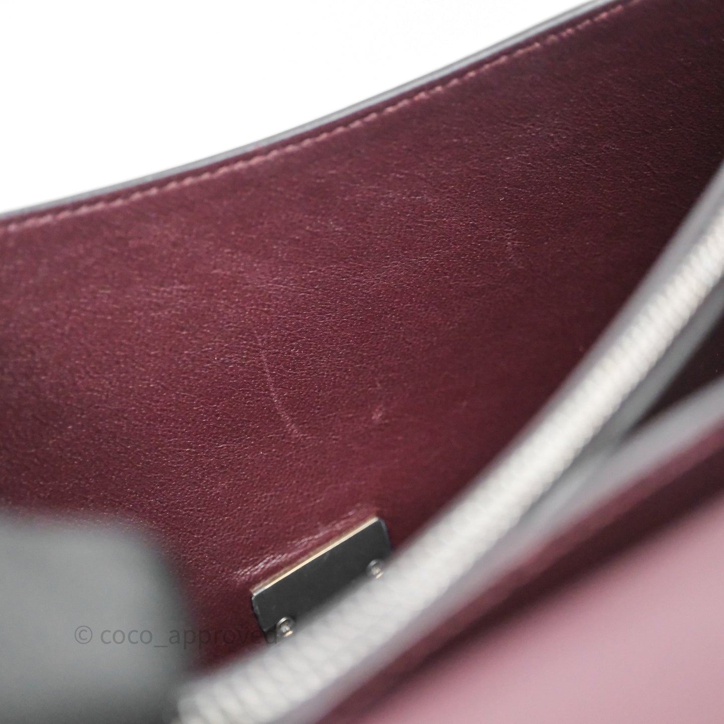 Celine Medium Frame Bag Burgundy / Pearl Blue Calfskin Silver Hardware
