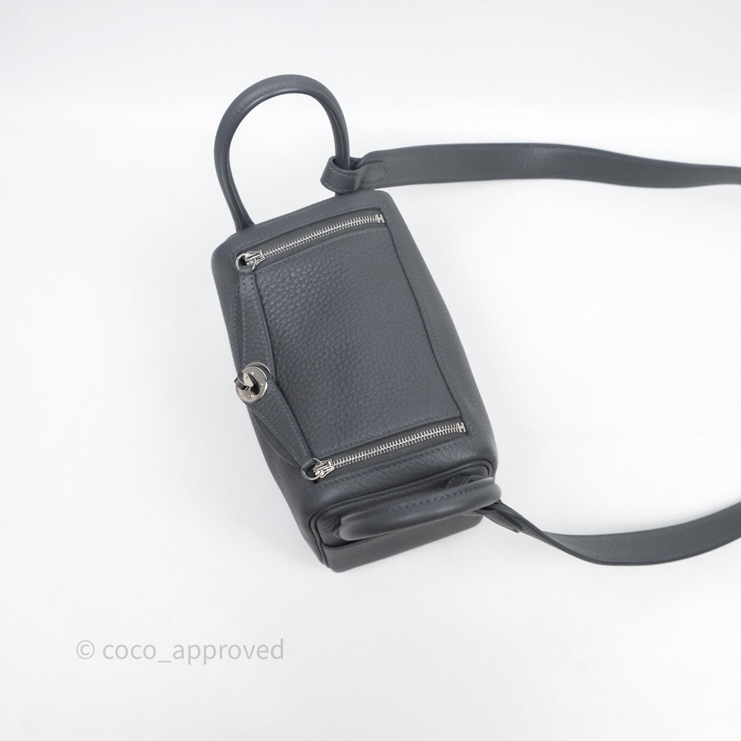 Hermès Mini Lindy II 85 Ardoise Clemence Palladium Hardware