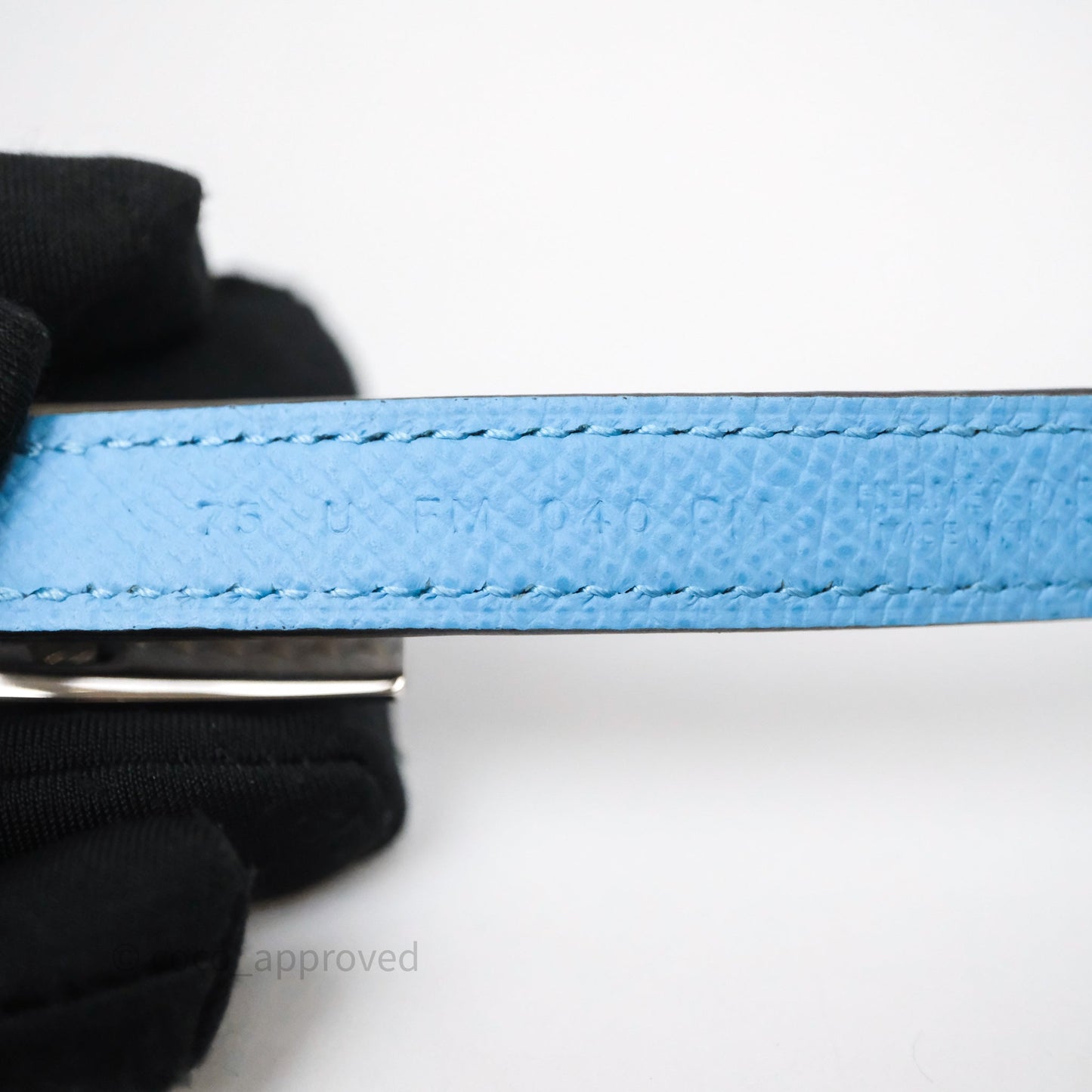 Hermès Lucky 15 Light Blue Reversible Swift/Epsom Belt Palladium Hardware