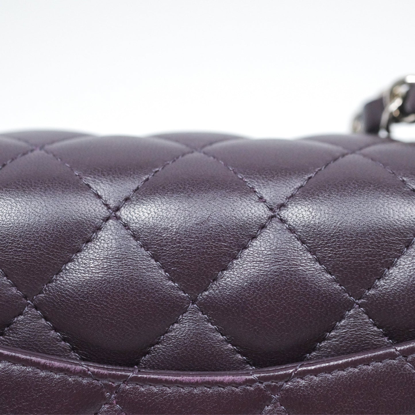 Chanel Quilted Mini Square Dark Purple Lambskin Silver Hardware