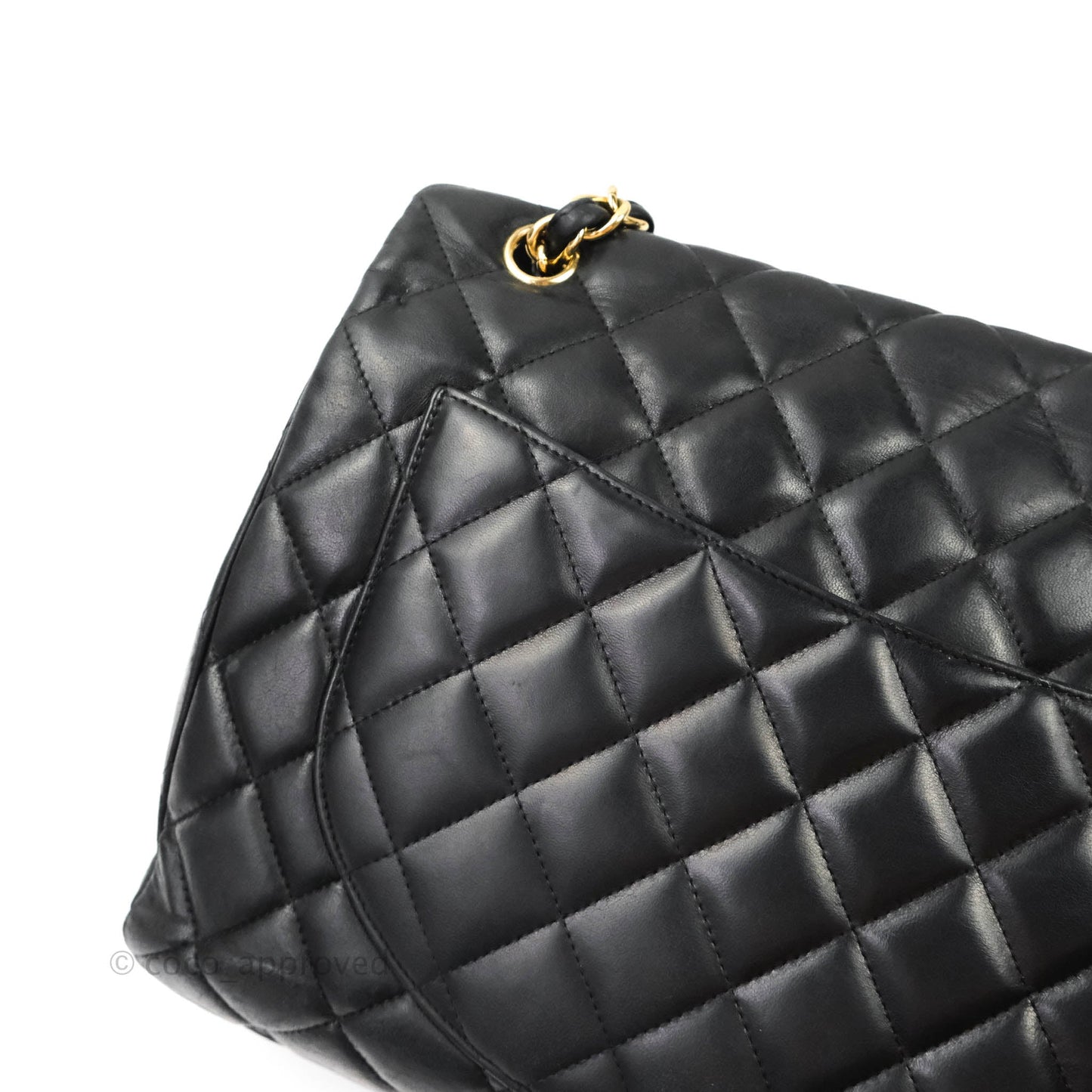 Chanel Single Flap Maxi Lambskin Black Gold Hardware