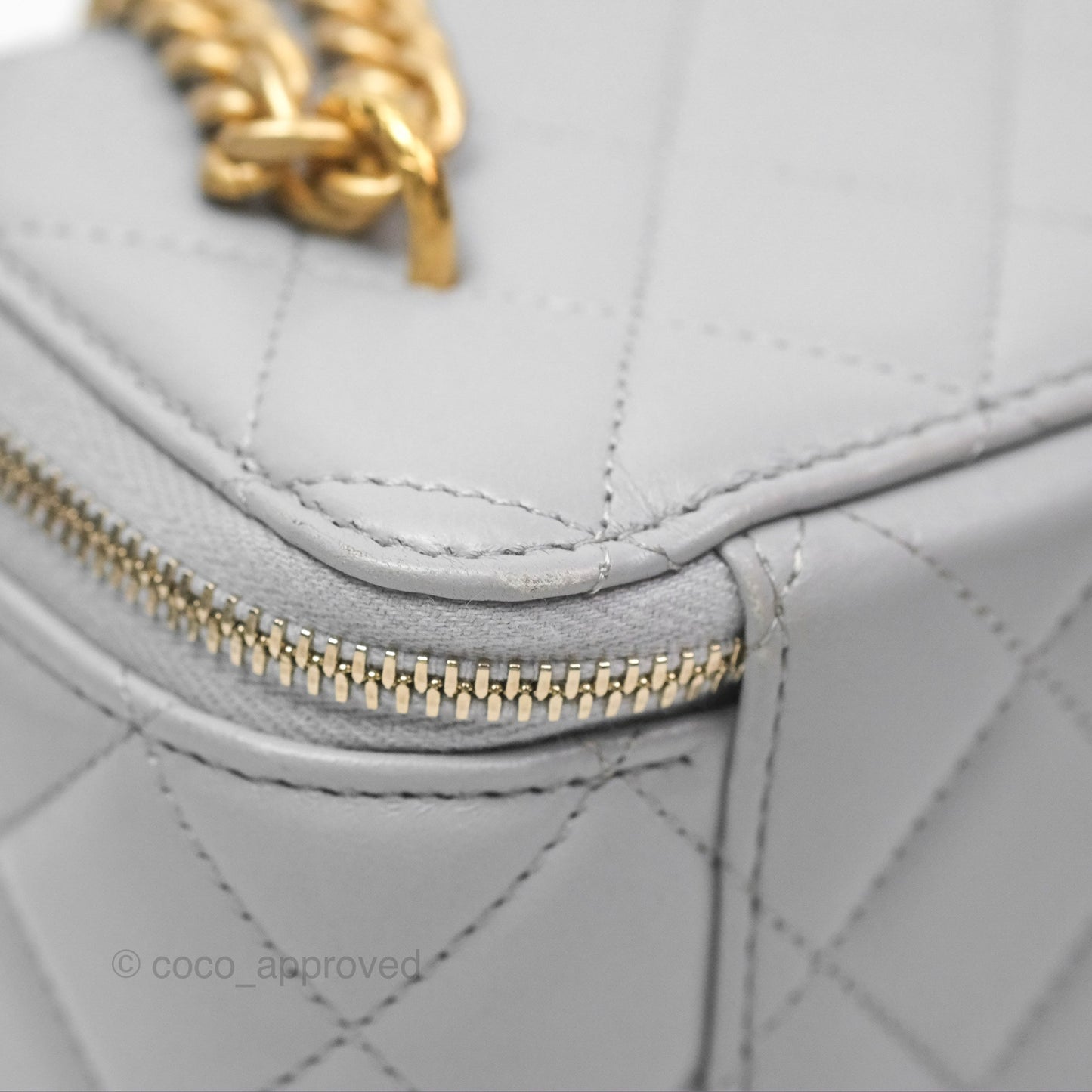 Chanel All Slide Vanity with Adjustable Chain Grey Lambskin Aged Gold Hardware