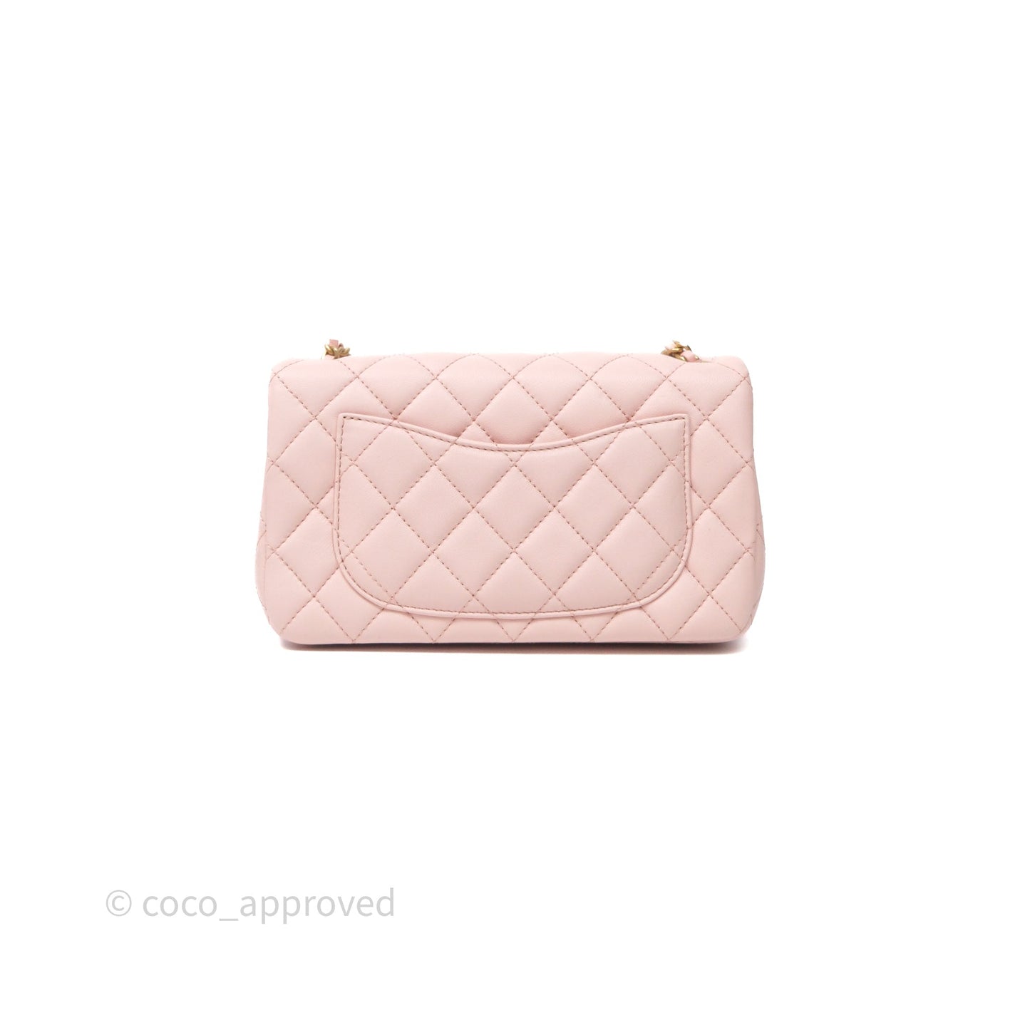 Chanel Mini Rectangular Pearl Crush Baby Pink Lambskin Aged Gold Hardware