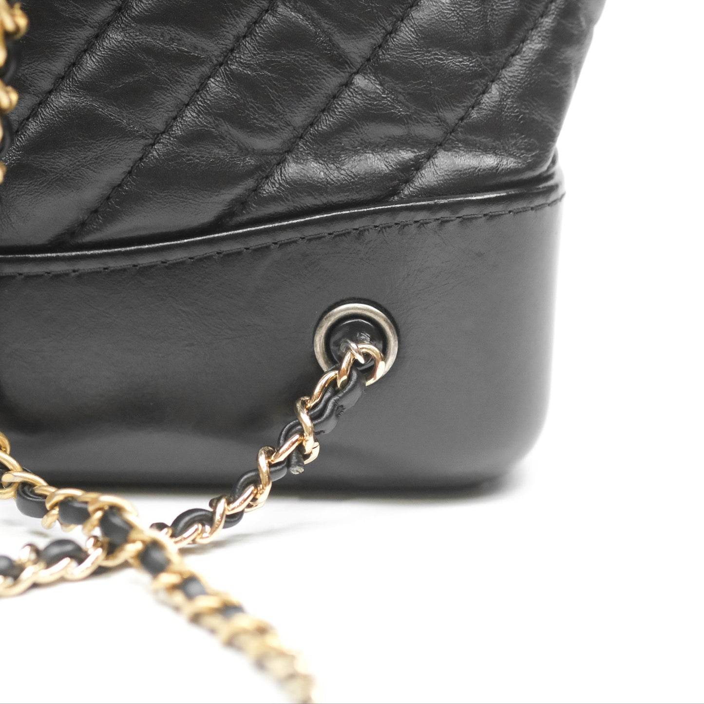 Chanel Medium Chevron Gabrielle Backpack Black Aged Calfskin