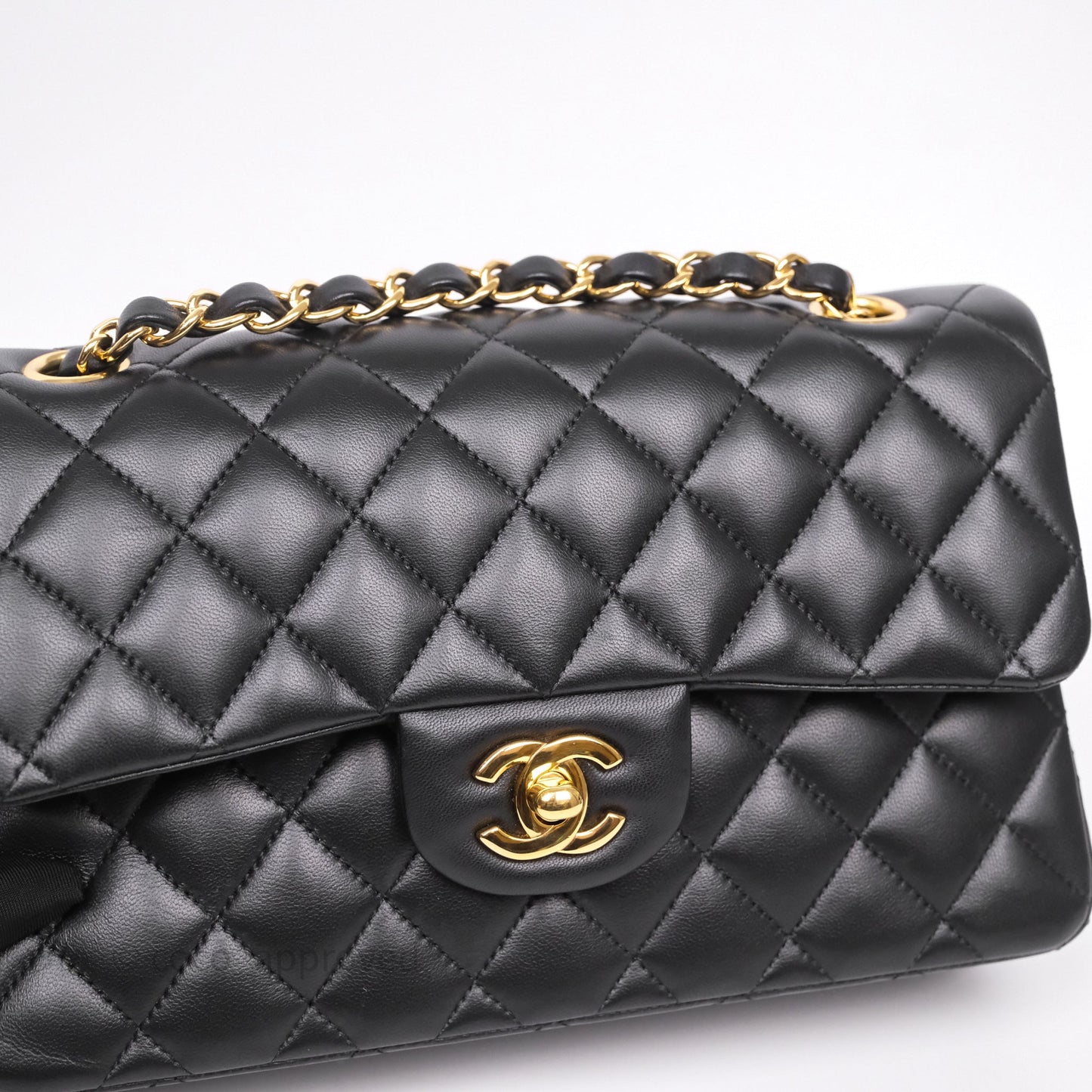 Chanel Small Classic Flap Quilted Black Lambskin Gold Hardware