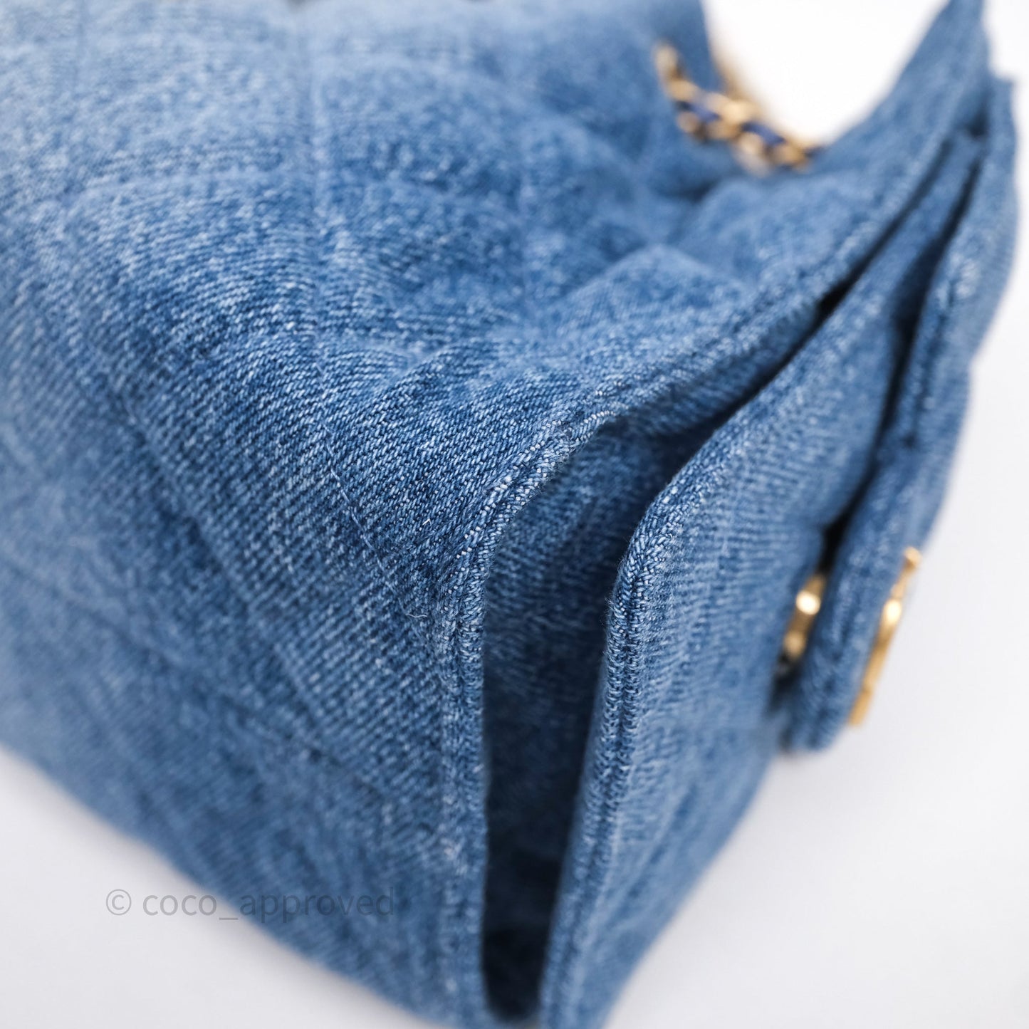 Chanel 25 Mini Washed Denim Aged Gold Hardware