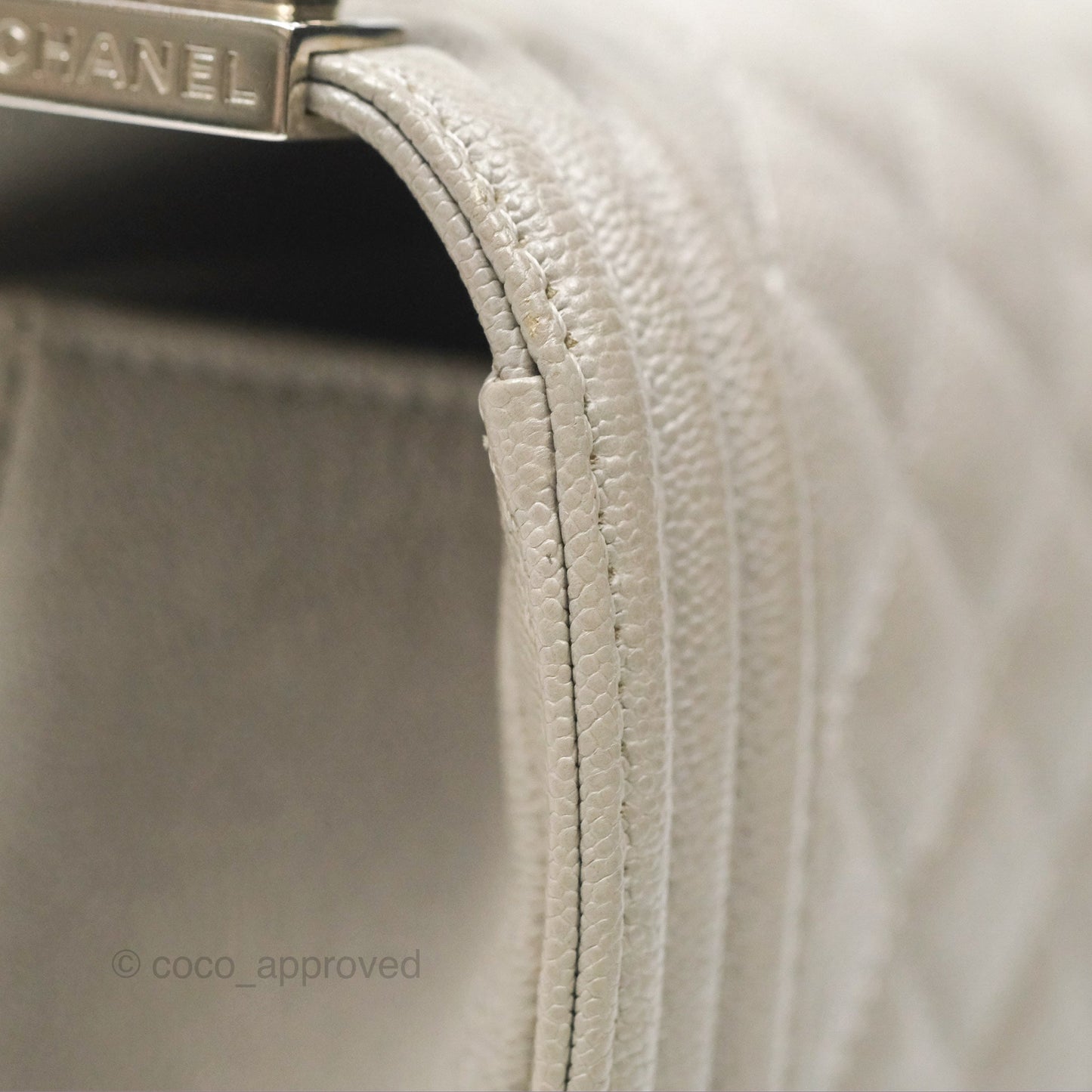 Chanel Small Boy Grey Caviar Silver Hardware