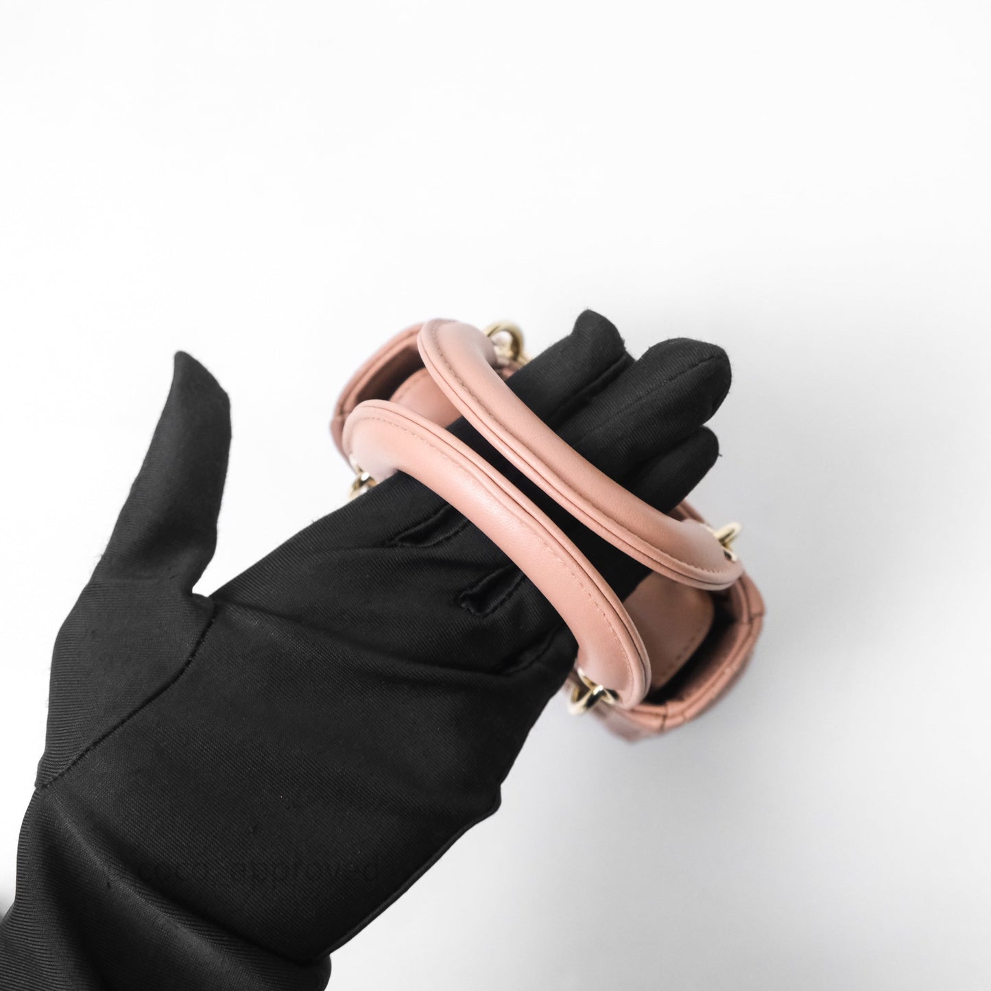 Christian Dior Micro Lady Dior Pink Beige Cannage Calfskin Gold Hardware