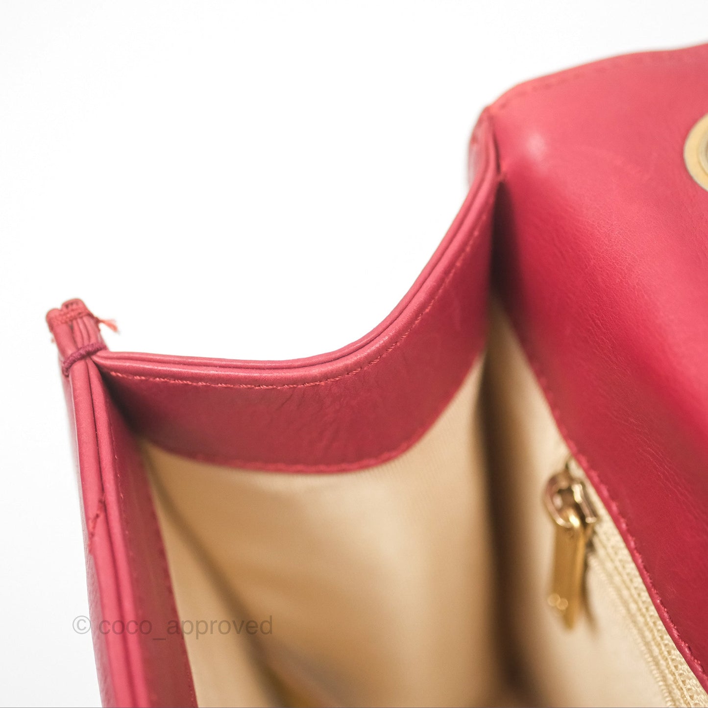Chanel Chevron Shoulder Bag Red Calfskin Aged Gold Hardware