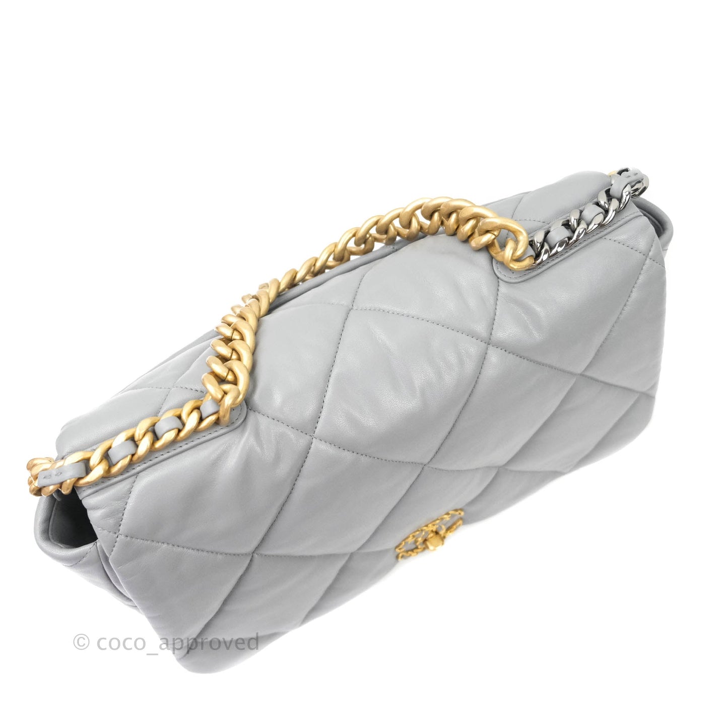 Chanel 19 Large Grey Goatskin Mixed Hardware