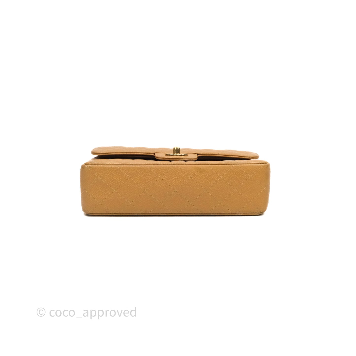 Chanel Vintage Small Classic Flap Beige Claire Caviar 24K Gold Hardware